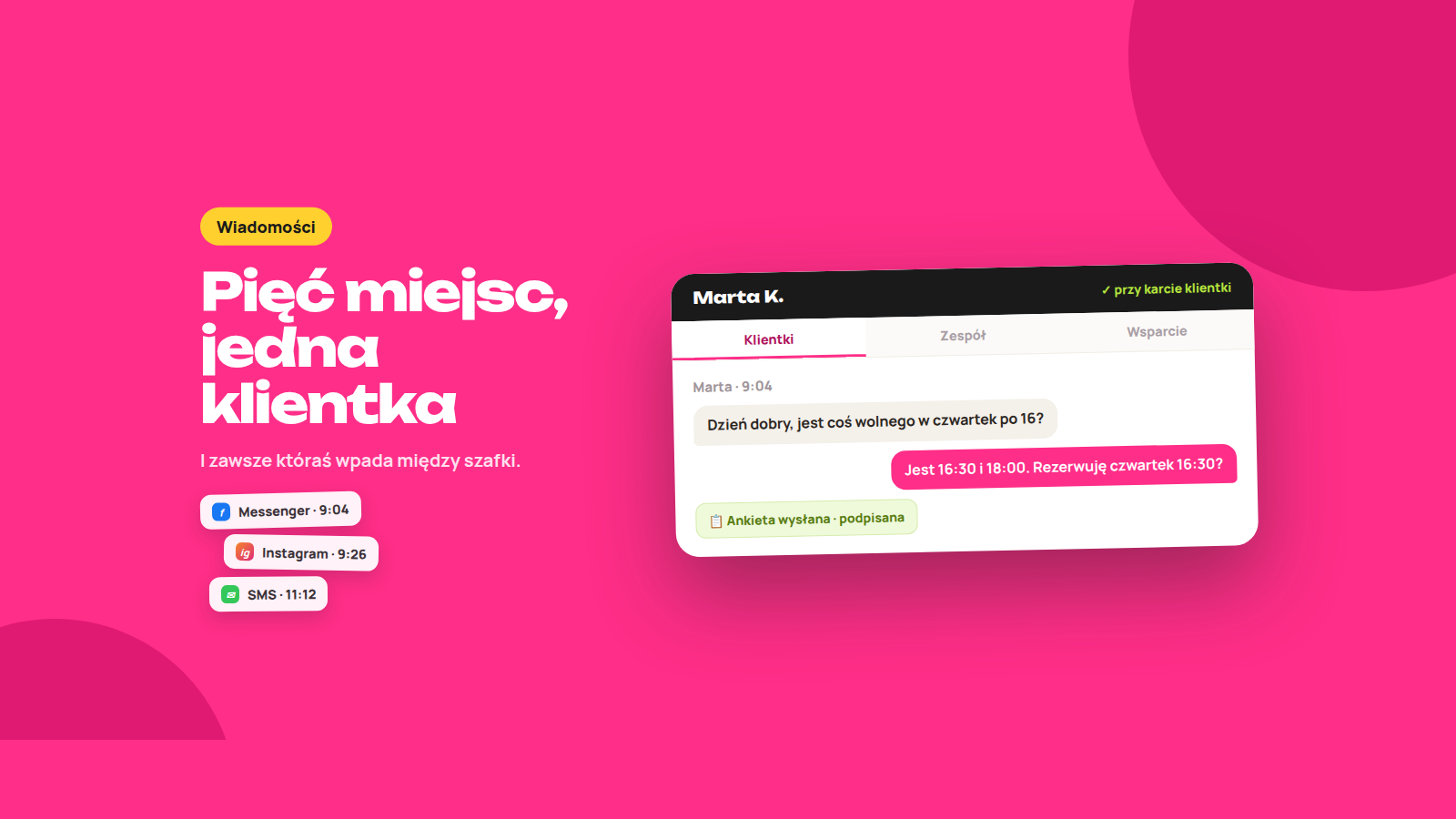 Pięć miejsc, jedna klientka